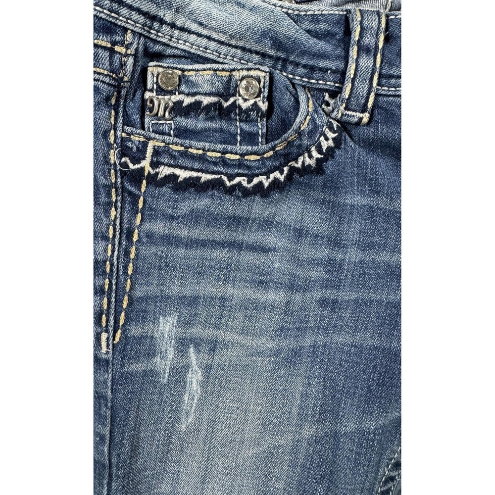 Miss Me Bootcut Jeans Womens 26 Blue Dark Wash Embroidered Rhinestone Denim - Picture 6 of 16